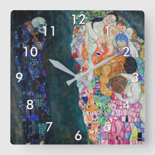 Gustav Klimt - Death and Life Square Wall Clock