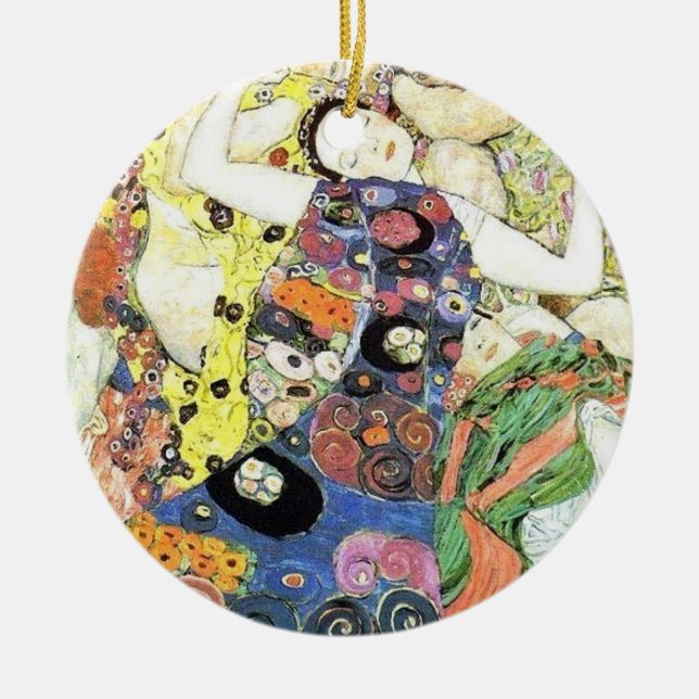 Gustav Klimt Die Jungfrauen Ceramic Tree Decoration (Front)