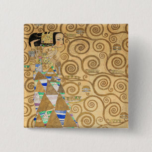 Gustav Klimt - Expectation, Stoclet Frieze 15 Cm Square Badge