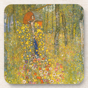 Gustav Klimt Farm Garden with Crucifix Coaster