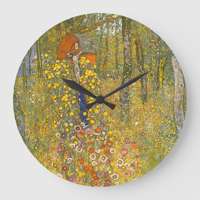 Gustav Klimt Farm Garden with Crucifix Large Clock (Front)