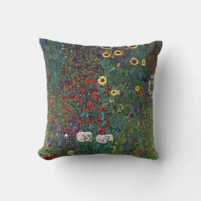 Gustav Klimt Farm Garden With Sunflowers Cushion (Front)