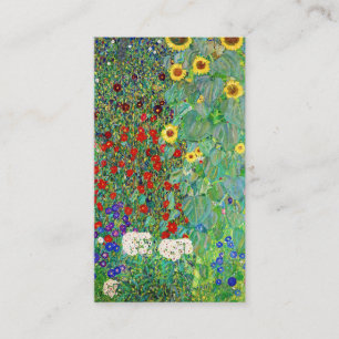 Gustav Klimt Farm Garden With Sunflowers Painting Business Card
