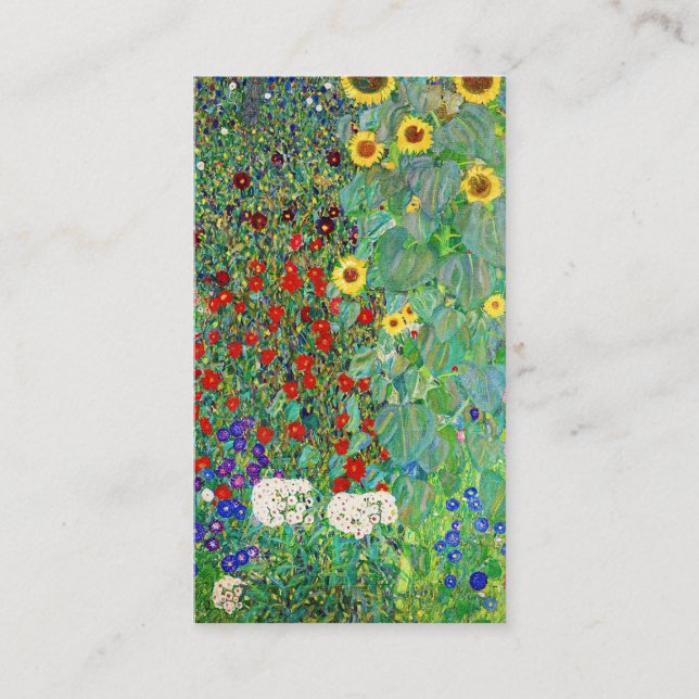 Gustav Klimt Farm Garden With Sunflowers Painting Business Card (Front)