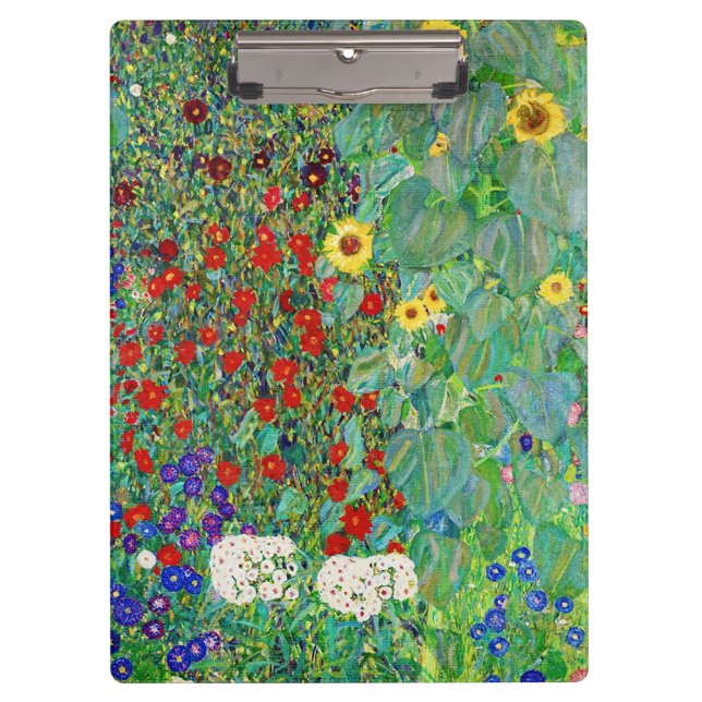 Gustav Klimt Farm Garden With Sunflowers Painting Clipboard (Front)