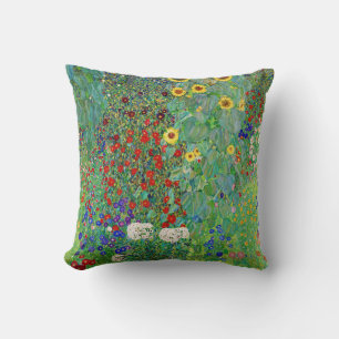 Gustav Klimt Farm Garden With Sunflowers Painting Cushion