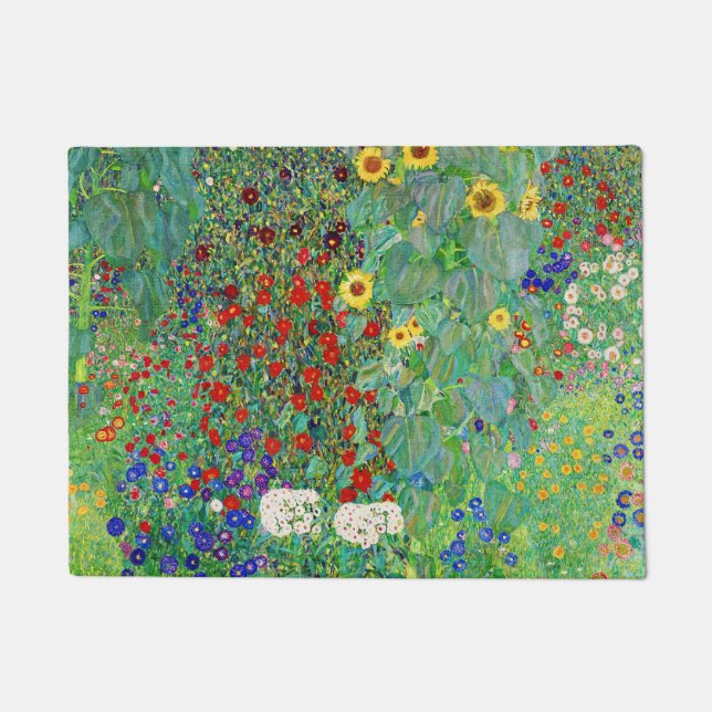 Gustav Klimt Farm Garden With Sunflowers Painting Doormat (Front)