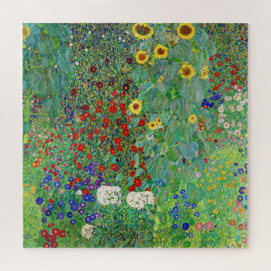 Gustav Klimt Farm Garden With Sunflowers Painting Jigsaw Puzzle