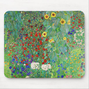 Gustav Klimt Farm Garden With Sunflowers Painting Mouse Mat