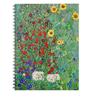 Gustav Klimt Farm Garden With Sunflowers Painting Notebook