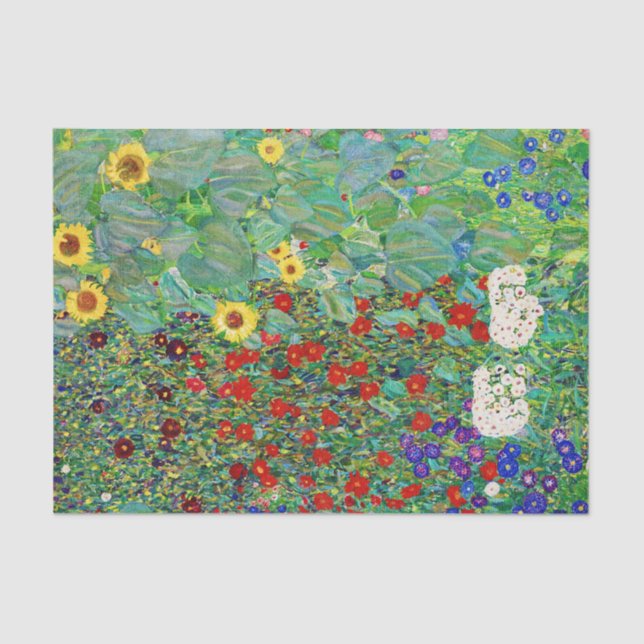 Gustav Klimt Farm Garden With Sunflowers Painting Tissue Paper (Front)