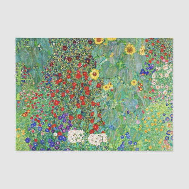 Gustav Klimt Farm Garden With Sunflowers Painting Tissue Paper (Front)