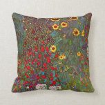 Gustav Klimt Farm Garden with Sunflowers Pillow<br><div class="desc">Gustav Klimt Farm Garden with Sunflowers pillow. Oil painting on canvas from 1905-06. Though Klimt is most recognised for his gold period that produced classic works like The Kiss and Portrait of Adele Bloch Bauer, the artist also produced some tremendously charming landscape paintings. Garden Farm with Sunflowers features a rich...</div>