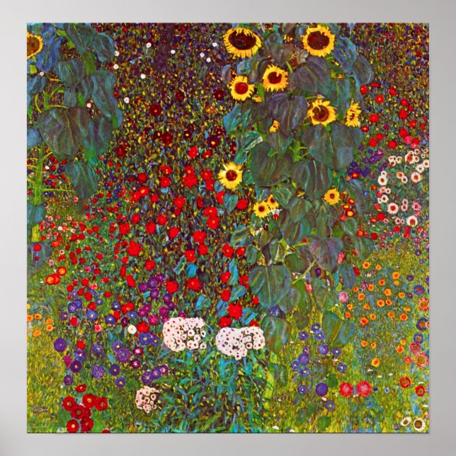 Gustav Klimt Farm Garden with Sunflowers Poster (Front)