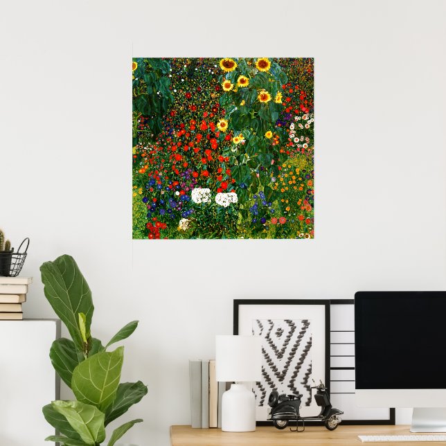 Gustav Klimt - Farm Garden with Sunflowers Poster (Home Office)