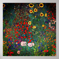 Gustav Klimt Farm Garden with Sunflowers