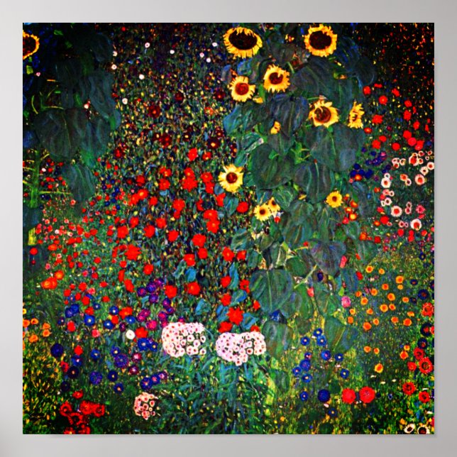 Gustav Klimt Farm Garden with Sunflowers Poster (Front)