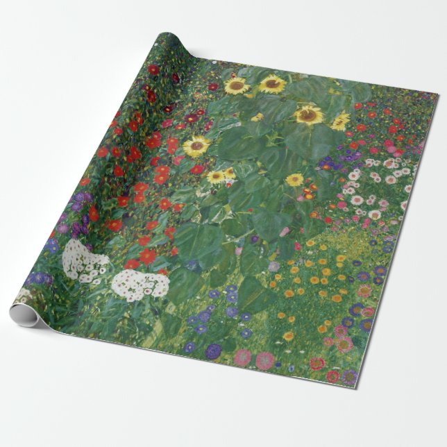 Gustav Klimt - Farm Garden with Sunflowers Wrapping Paper (Unrolled)