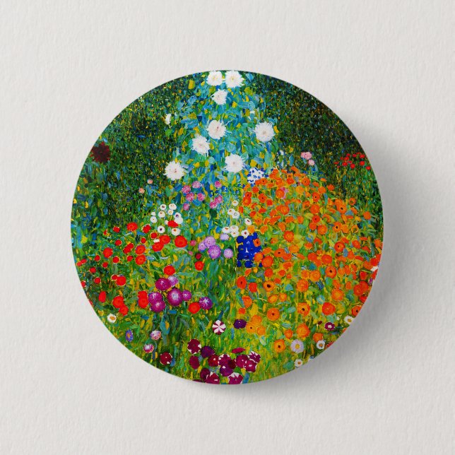 Gustav Klimt , "Farmhouse garden" 6 Cm Round Badge (Front)