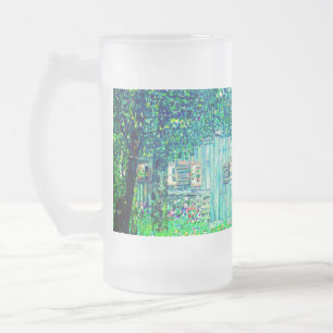 Gustav Klimt Farmhouse in Upper Austria Frosted Glass Beer Mug