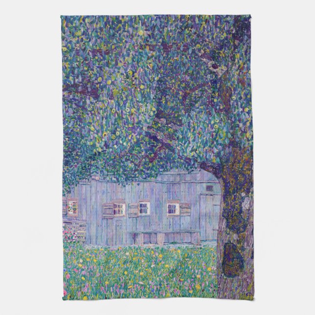 Gustav Klimt - Farmhouse in Upper Austria Tea Towel (Vertical)