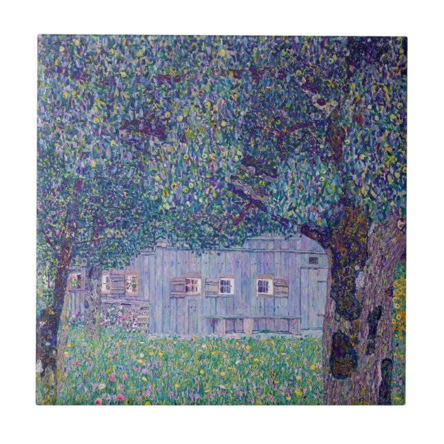 Gustav Klimt - Farmhouse in Upper Austria Tile (Front)