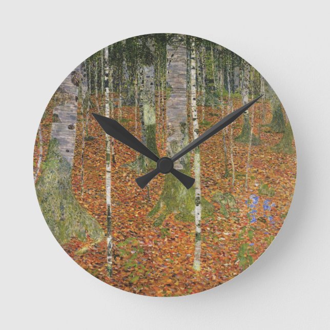 Gustav Klimt - Farmhouse With Birch Trees Round Clock (Front)