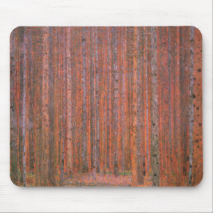 Gustav Klimt Fir Forest Tannenwald Red Trees Mouse Mat