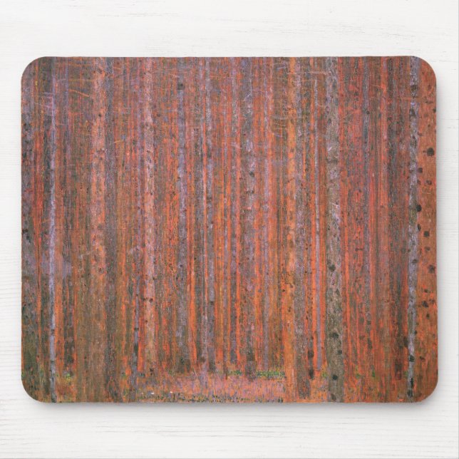 Gustav Klimt Fir Forest Tannenwald Red Trees Mouse Mat (Front)