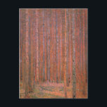 Gustav Klimt Fir Forest Tannenwald Red Trees Postcard<br><div class="desc">Vintage Gustav Klimt Fir Forest - Art Nouveau Red Trees This beautiful vintage paintings of trees is by master artist Gustav Klimt. The painting, called Fir Forest I, or Tannenwald, shows us a beautiful landscape with Red Fir Trees, through a dense forest. Gustav Klimt captured the feeling of vibrance in...</div>