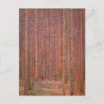 Gustav Klimt Fir Forest Tannenwald Red Trees Postcard<br><div class="desc">Vintage Gustav Klimt Fir Forest - Art Nouveau Red Trees This beautiful vintage paintings of trees is by master artist Gustav Klimt. The painting, called Fir Forest I, or Tannenwald, shows us a beautiful landscape with Red Fir Trees, through a dense forest. Gustav Klimt captured the feeling of vibrance in...</div>