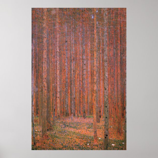 Gustav Klimt Fir Forest Tannenwald Red Trees Poster (Front)