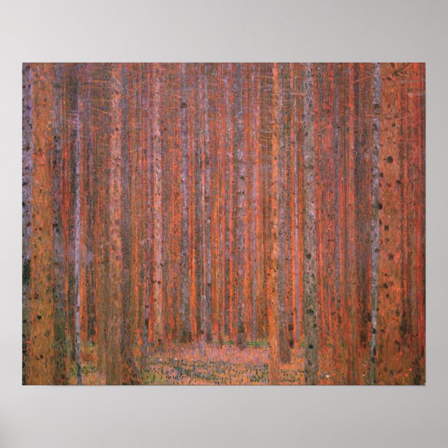 Gustav Klimt Fir Forest Tannenwald Red Trees Poster (Front)
