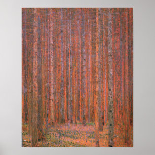 Gustav Klimt Fir Forest Tannenwald Red Trees Poster