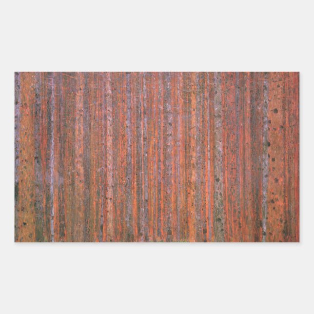 Gustav Klimt Fir Forest Tannenwald Red Trees Rectangular Sticker (Front)