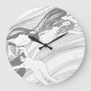 Gustav Klimt - Fish Blood Surreal Japanese Art Large Clock