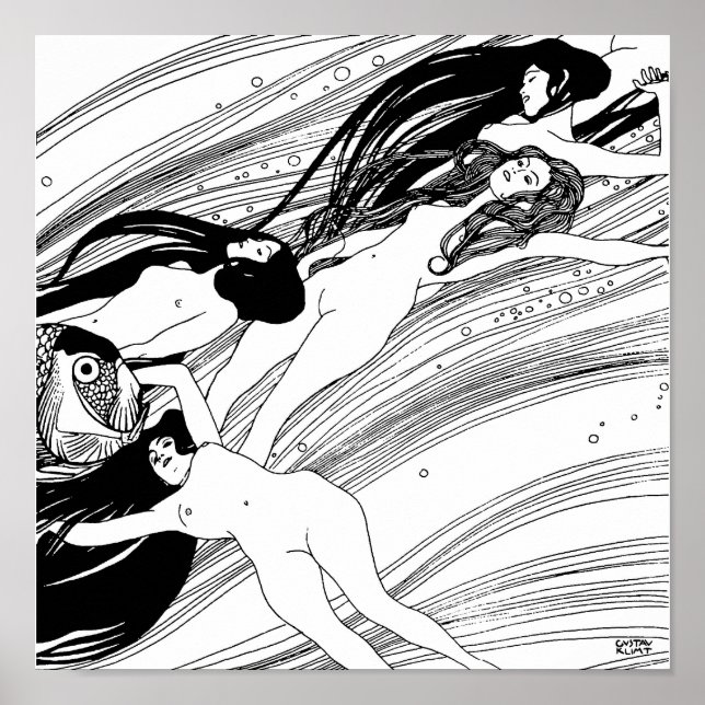 Gustav Klimt - Fish Blood Surreal Japanese Art Poster (Front)