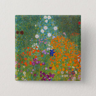 Gustav Klimt - Flower Garden 15 Cm Square Badge