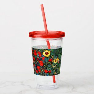 Gustav Klimt Flower Garden Acrylic Tumbler