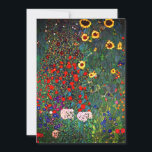 Gustav Klimt Flower Garden Announcement<br><div class="desc">Card featuring Gustav Klimt’s oil painting Farm Garden with Sunflowers (1907). A beautiful garden of sunflowers and exquisite blue,  red,  purple,  pink,  and white flowers. A great gift for fans of Art Nouveau and Austrian art.</div>