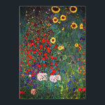 Gustav Klimt Flower Garden Announcement<br><div class="desc">Card featuring Gustav Klimt’s oil painting Farm Garden with Sunflowers (1907). A beautiful garden of sunflowers and exquisite blue,  red,  purple,  pink,  and white flowers. A great gift for fans of Art Nouveau and Austrian art.</div>