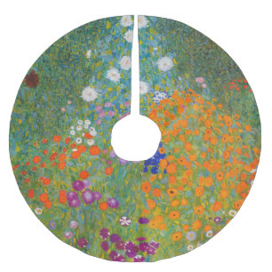 Gustav Klimt - Flower Garden Brushed Polyester Tree Skirt