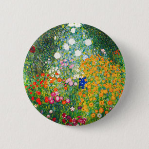 Gustav Klimt Flower Garden Button