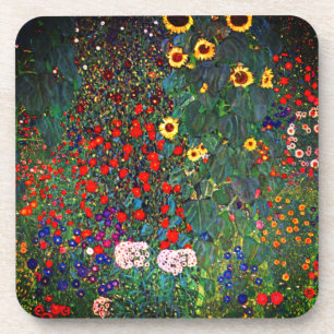 Gustav Klimt Flower Garden Coaster