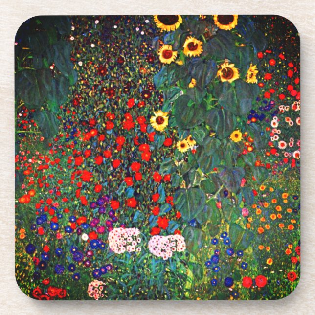 Gustav Klimt Flower Garden Coaster (Front)