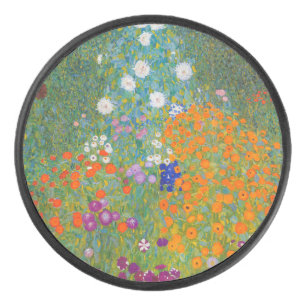 Gustav Klimt - Flower Garden Cornhole Set Hockey Puck