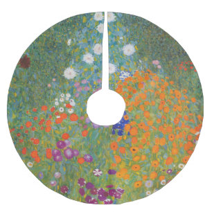 Gustav Klimt Flower Garden Cottage Nature Brushed Polyester Tree Skirt