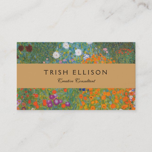 Gustav Klimt Flower Garden Cottage Nature Business Card (Front)