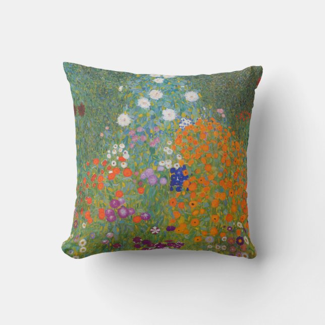 Gustav Klimt Flower Garden Cottage Nature Cushion (Front)