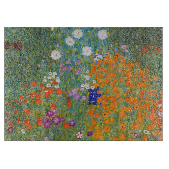 Gustav Klimt Flower Garden Cottage Nature Cutting Board (Front)